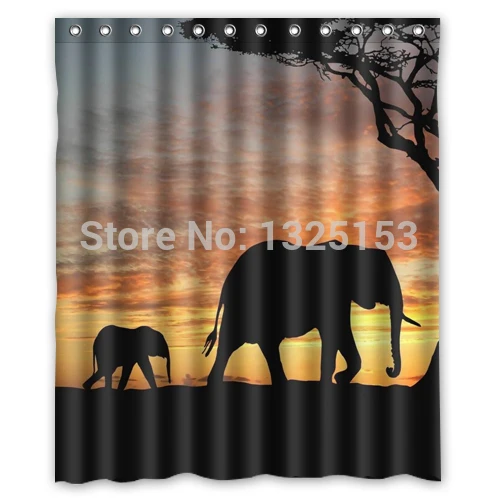 home decoration curtains sunset Elephant Shower Curtain 60 x 72 Inch | Дом и сад