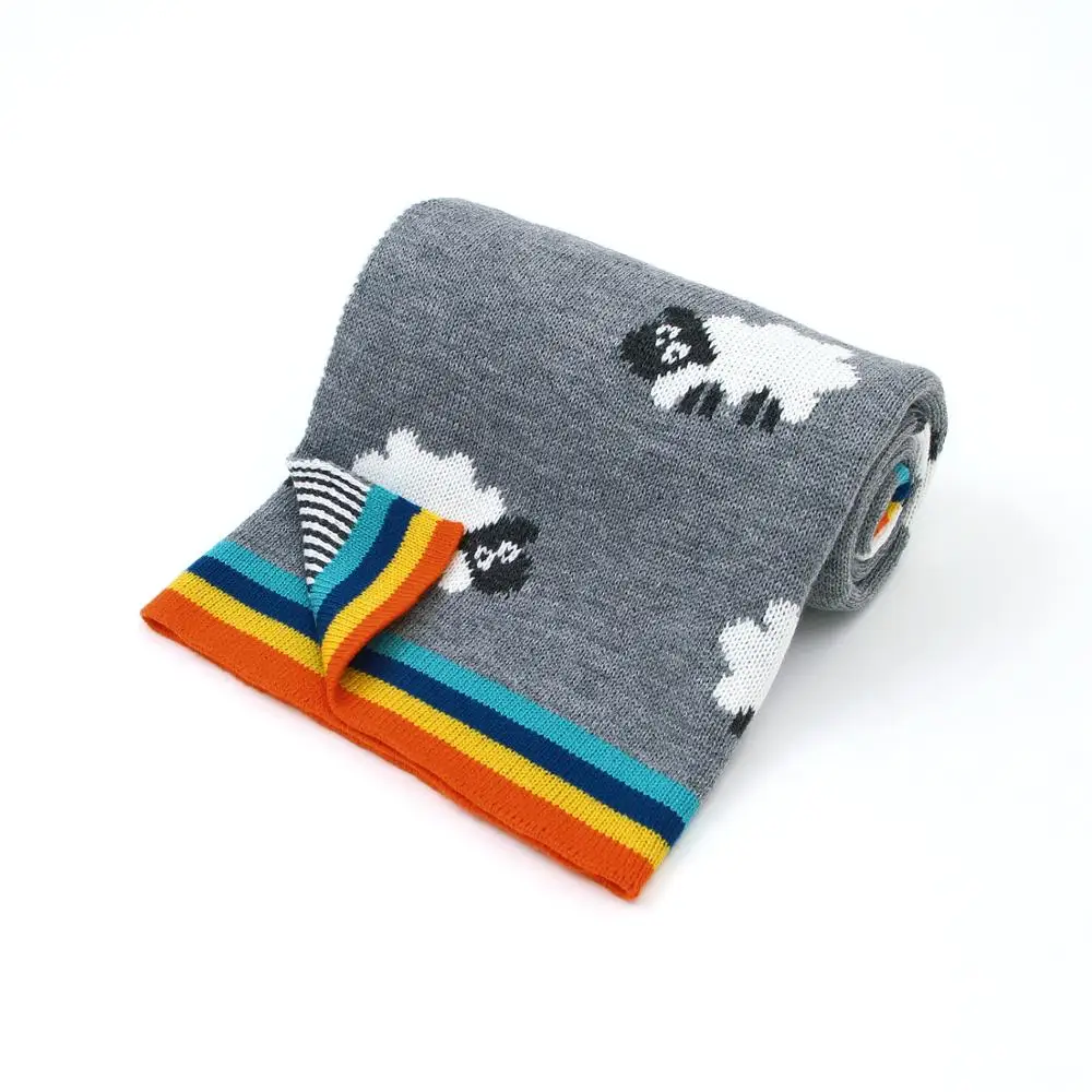 

Baby Muslin Swaddle Blankets Cartoon Animal Pattern Newborns Stroller Blankets Soft Knitting Children's Throwing Quilts 100*80cm