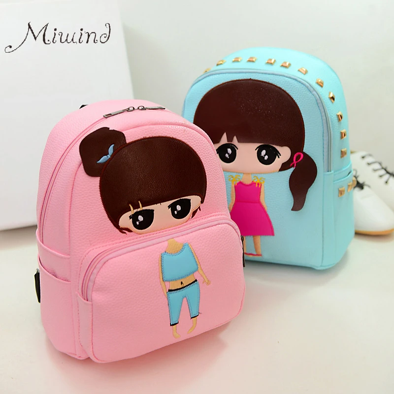 High Quality PU Leather Children Girls Mini Bag Cute Printing Anime