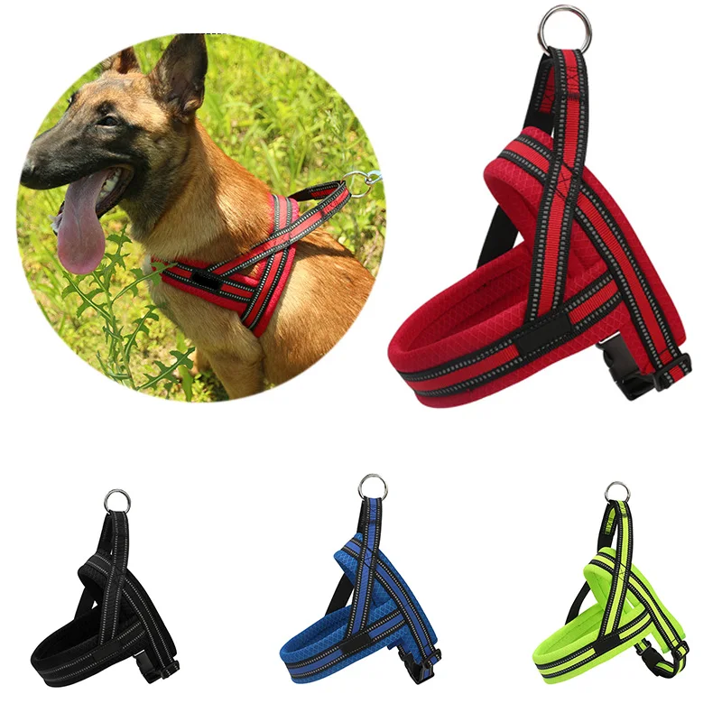 

Mesh Breathable Medium Big Dog Harness and Leash Set Reflective Pet Vest Harnesses for Large Dogs Shepherd Pitbull Leashes Chain