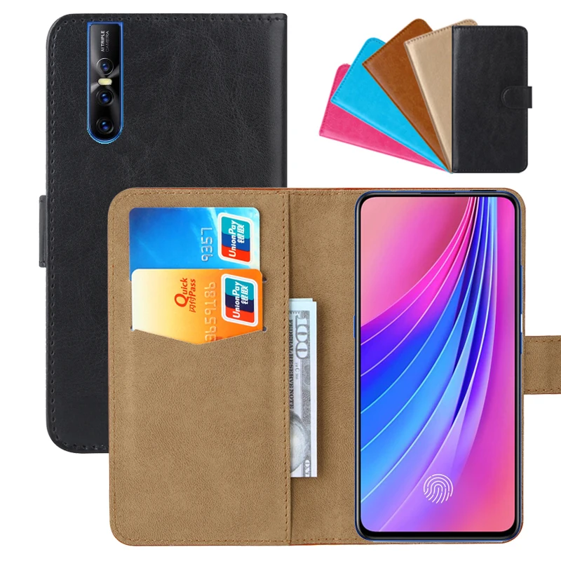 Luxury Wallet Case For Vivo V15 Pro PU Leather Retro Flip Cover Magnetic Fashion Cases Strap