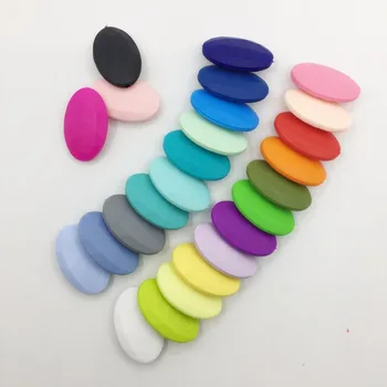 

50pcs/lot Flat Oval Loose Silicone Beads For Teething Necklace Silicone Loose Beads For Baby Teether BPA Free Wholesale 19 color