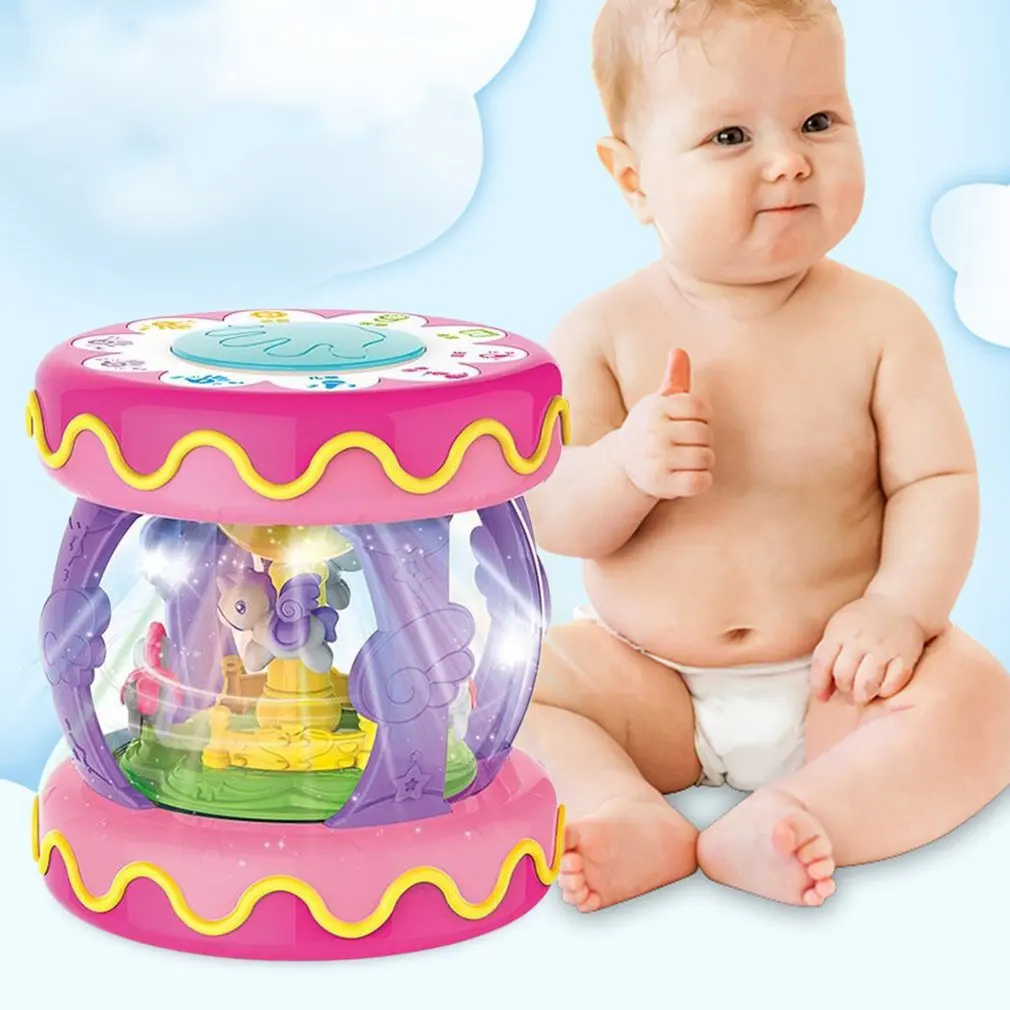 

NEW Baby Musical Instrument Toys Beating Pressing Hand Drum Rattles Light Learning design Development Educational Birthday Gift