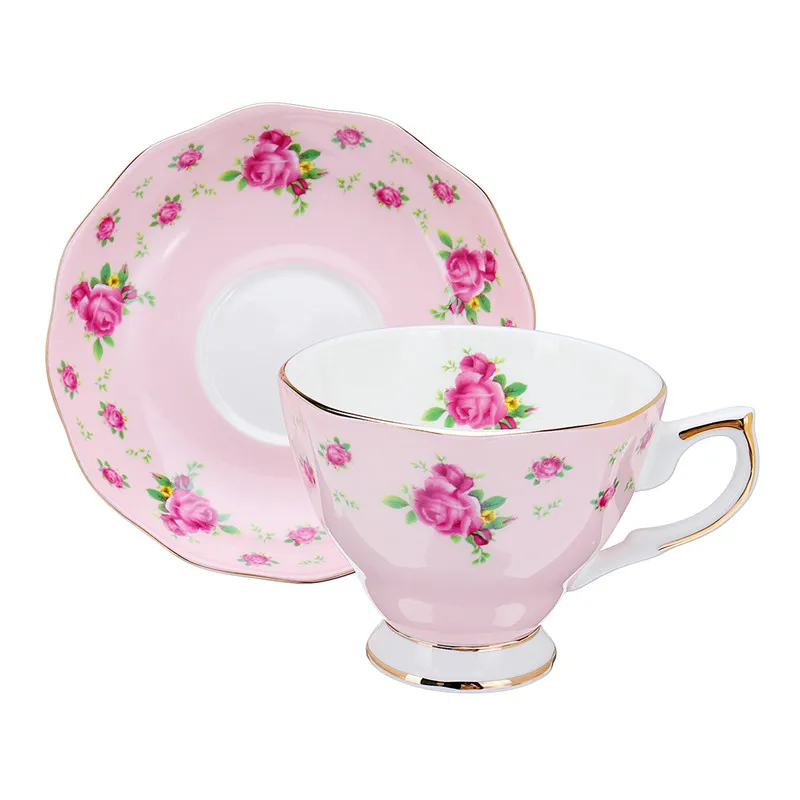 6 стилей 240 мл синий розовый фарфоровый модный Британский костяной фарфор кофейная чашка блюдце керамический цветочный чайный набор чайная чашка и блюдце наборы - Цвет: Style 3