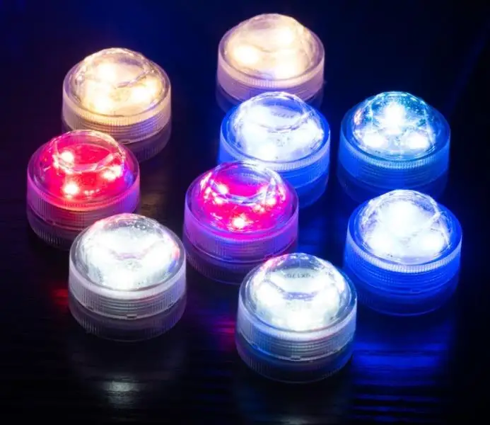 

LED light-emitting small round three-lamp waterproof candle light button Mini wind-proof manual DIY small lamp colorful night li