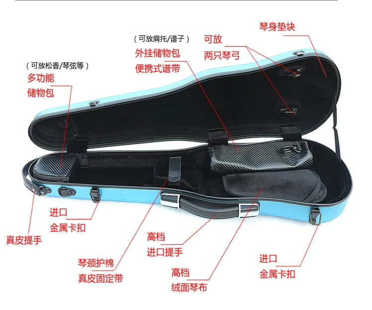 Синий 4/4 чехол для скрипки золотой цвет кодовый замок карбоновый квадратный чехол Yinfente
