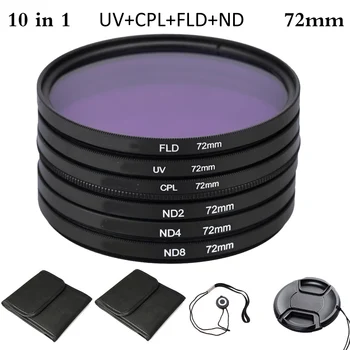 

72mm UV+CPL+FLD+ND Polarizing Fluorescent Neutral Density Filter Kit Set for Nikon Canon Sony Pentax DSLRs