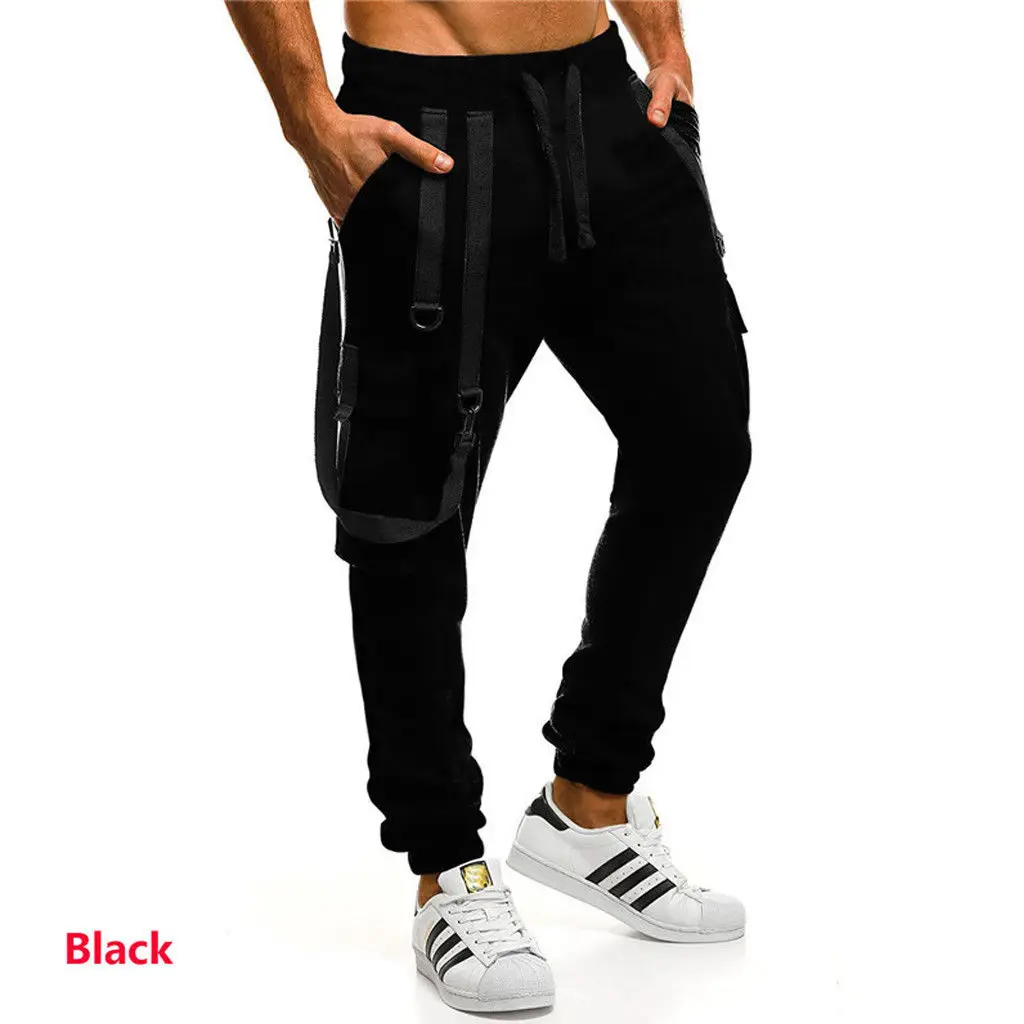 Черный Для мужчин Slim Fit Urban ноги Повседневное карандаш грузовик для бега Штаны - Цвет: Черный