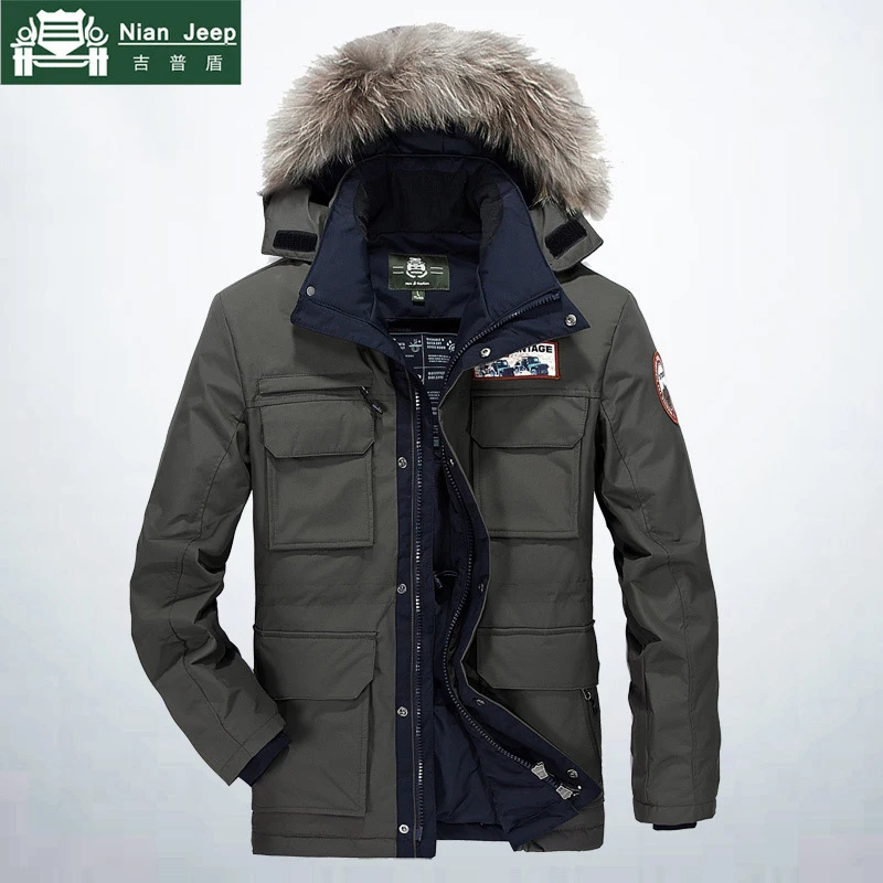 

AFS JEEP Winter Jacket Men High Quality Thick Windbreaker Hoodies Parka Warm Multi-pocket Fur collar Mens Coats Plus Size M-4XL