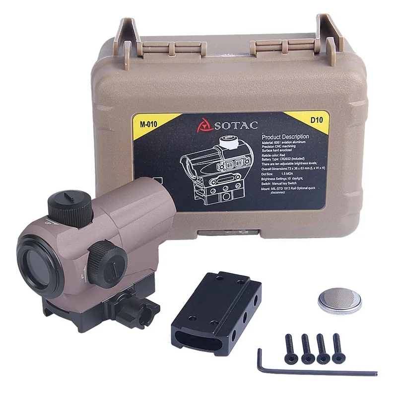 Tactical 1.5 MOA QD Red Dot Sight with Riser Mount 10 Brightness Settings fit Picatinny Rail for Hunting Airsoft (14)