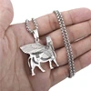 Assyrian lamassu A edu Human-headed winged bull Mens Womens Stainless Steel Pendant Necklace Chain Elfasio Jewelry 5