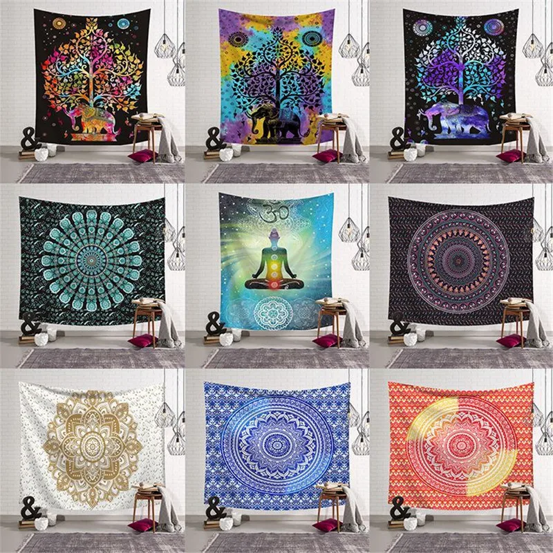 150*200cm Indian Mandala Tapestry Yoga Mat Bedspread Hippie Home Decor Wall Hanging Bohemia Beach Towel large Tapestry