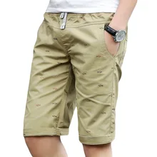 Хлопковые мужские шорты кэжуал эластичный пояс с принтом модные пляжные шорты тонкие дышащие бермуды тонкие хаки бордшорты S-4XL