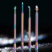 Из нержавеющей стали двухконтурный Хамелеон Радуга кутикулы толкатель палец удаление мертвой кожи Советы Маникюр дизайн ногтей инструменты педикюра