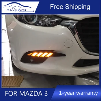 

Car styling Led drl for Mazda 3 axela 2017-2018 led drl daytime light for Mazda 3 led with Yellow Running signal