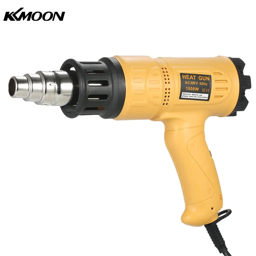 

KKmoon 1800W Industrial Hot Air Gun Adjustable Temperature Speed Hot Heat Shrink Blower Tool with 4 Nozzles AC220V EU Plug