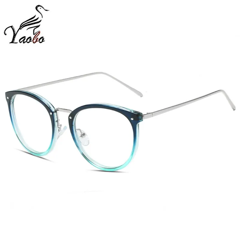 Винтажные оптические женские очки, оправа для близорукости, круглые металлические очки унисекс, женские очки oculos de grau - Цвет оправы: BLUE