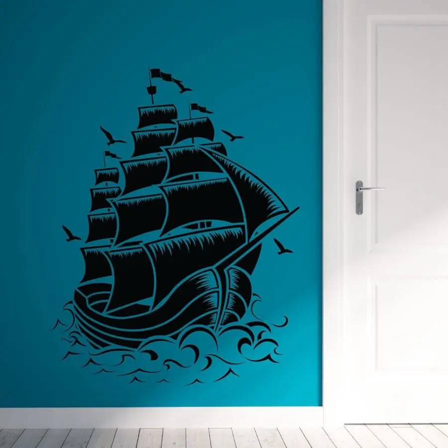 Sailboat Wall Sticker Nautical Sea Vinyl Wall Art Decals For Vintage