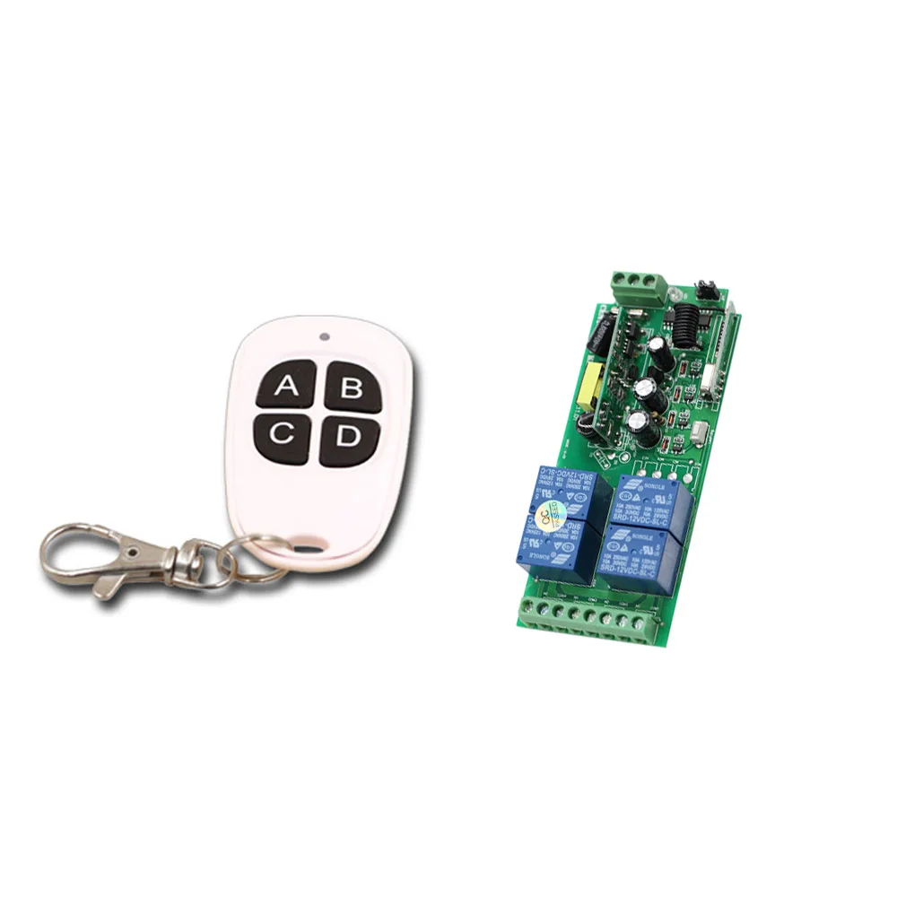 

2017 New AC85V-250V 85V 110V 220V 250V 4CH Radio Remote Control Switch Wide Voltage Receiver & 4 Keys Waterproof Transmitter