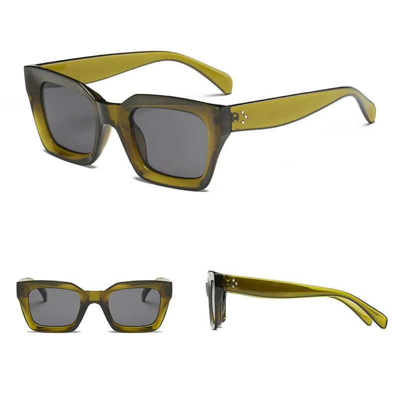 Новые Модные прямоугольные солнцезащитные очки для женщин, роскошные брендовые дизайнерские винтажные мужские классические очки с заклепками, женские мужские очки UV400 oculos