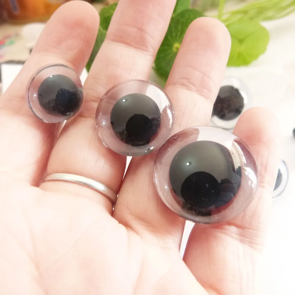 

200pcs/lot---9mm 12mm -35mm clear 3D safety toy eyes with white washer for diy plush doll accessories--size option