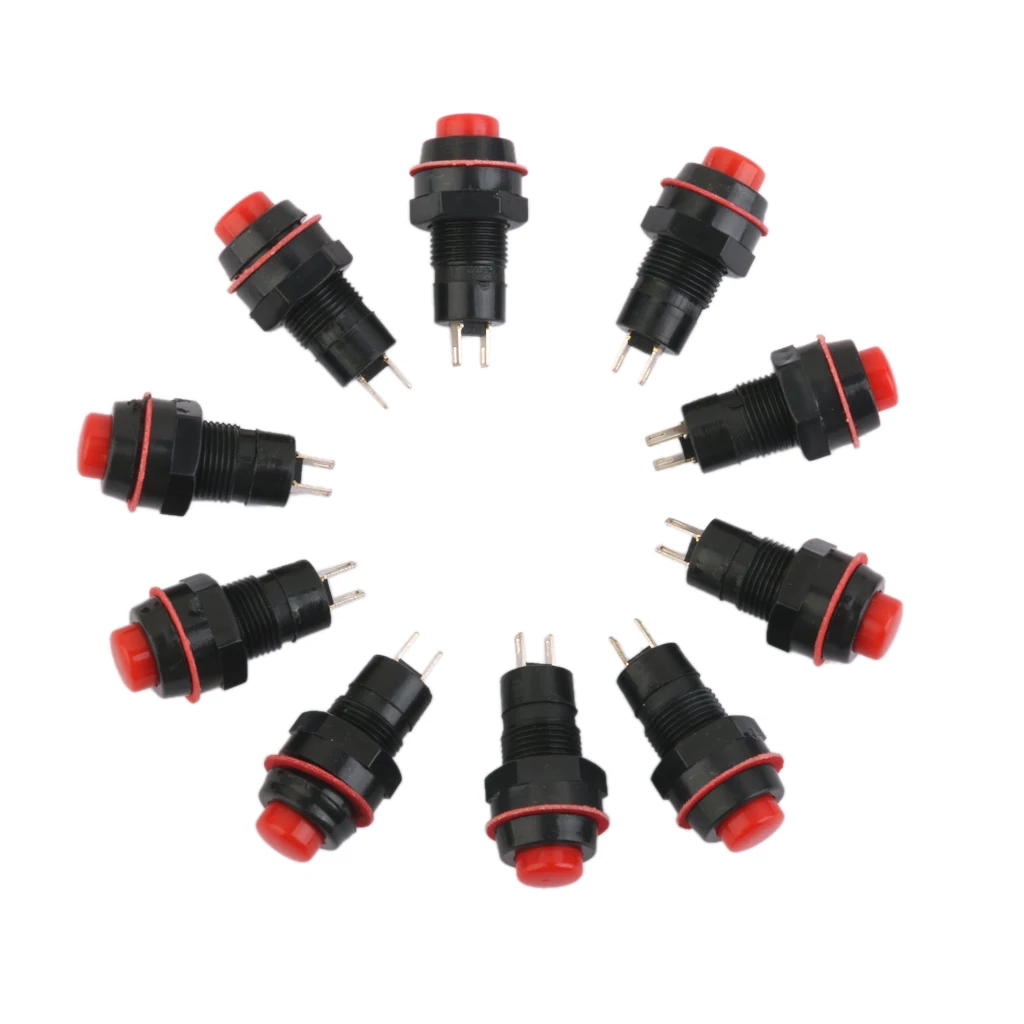 10 X Car Boat Locking Dash ON-OFF Push Button 2-Pin Latching Switch Red