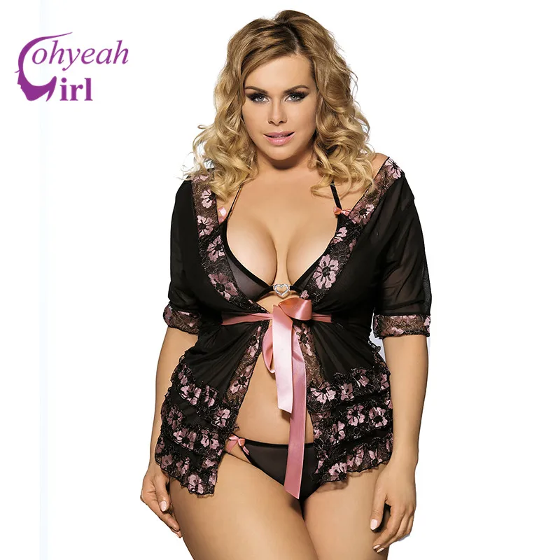 

RW80047 Hot sale floral lace trim erotic lingerie special design sexy dress underwear hollow out plus size sexy lingerie