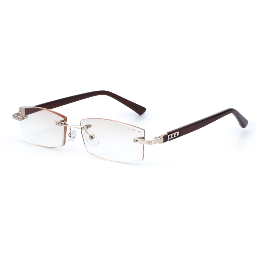 Очки для чтения с защитой от синих лучей для мужчин, бескаркасные антирадиационные очки для чтения+ 1,0+ 1,5+ 2.0to+ 4,0 - Цвет оправы: brown with case