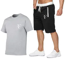 Комплекты для отдыха комплект из двух предметов футболка + штаны костюм мужские хлопковые топы модная футболка высокое качество