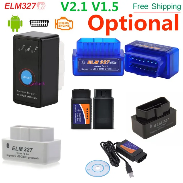 Optional mini elm327 v2.1 Bluetooth ELM 327 OBD2 OBD ii Car Code Reader