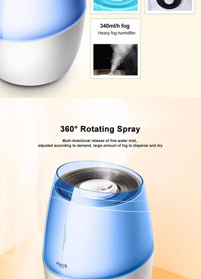 Xiaomi 4.5l Humidifie интеллектуальная Постоянная Влажность домашняя Бесшумная мини-офисная спальня ароматерапия Серебристая ионная увлажнение воздуха