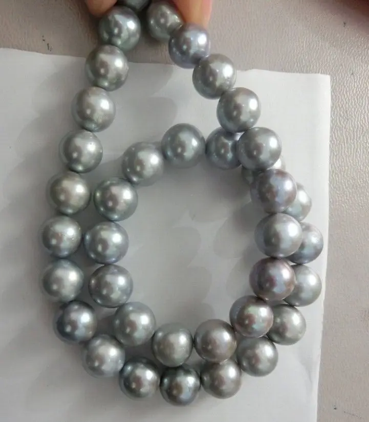 

DD Wholesale FREE SHIPPING >>> HUGE 11-12MM SOUTH SEA GENUINE GRAY PEARL NECKLACE 14KGP