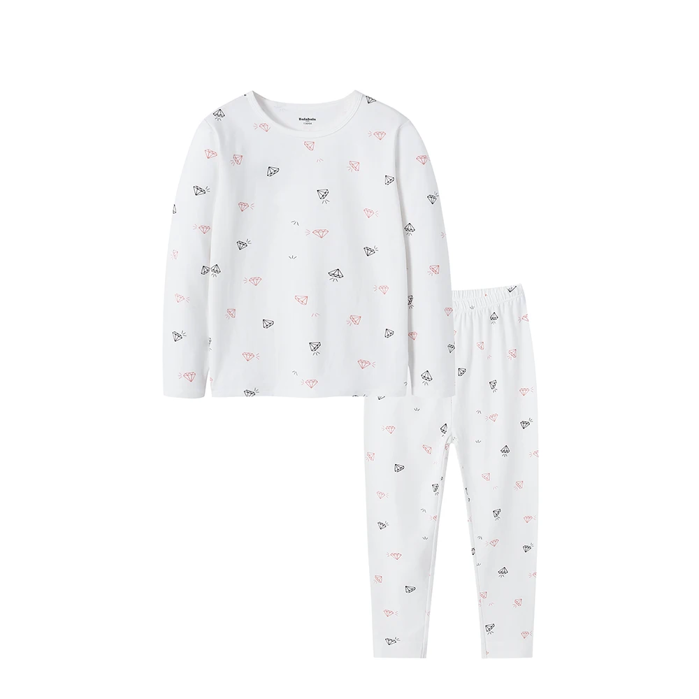 Balabala/осенний мягкий хлопковый пижамный комплект с принтом для девочек-подростков; пижамный комплект для девочек; ночное белье; пижамы; Mujer