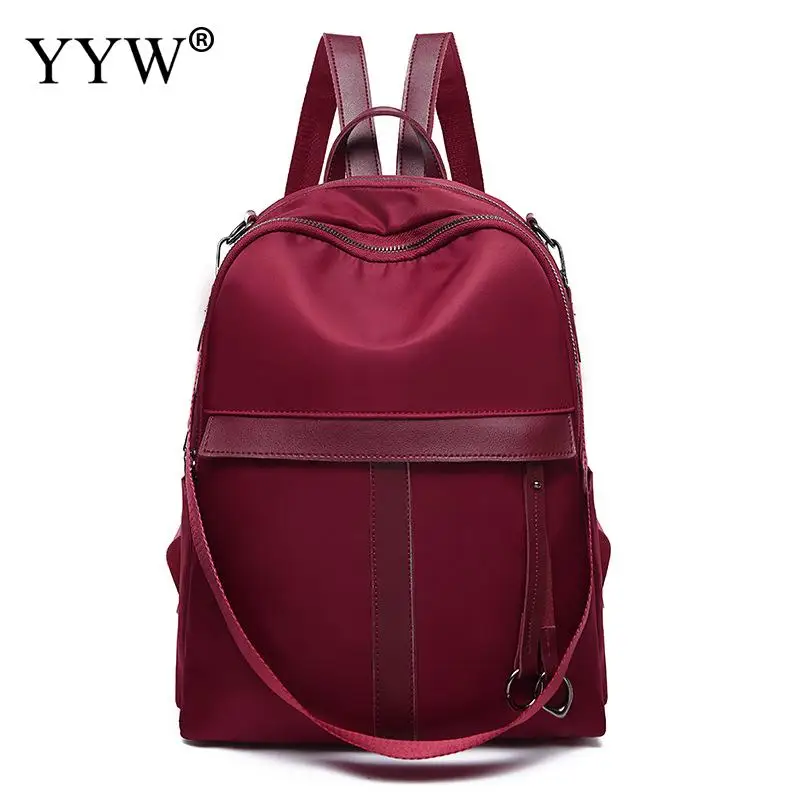 Нейлоновый винтажный рюкзак, женская сумка, Большой Вместительный Повседневный Рюкзак, женский водонепроницаемый дышащий рюкзак для путешествий, сумка через плечо, ручная - Цвет: burgundy