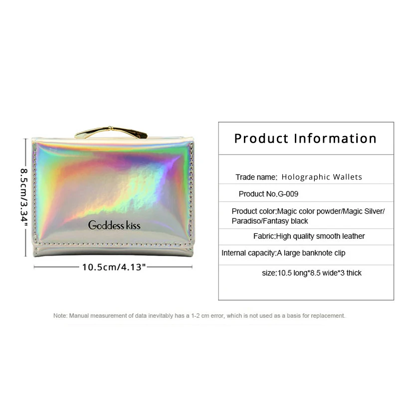 Женские голографические кошельки, дамские дизайнерские мини-портмоне, розовый кошелек, сумка для денег, Женский Милый Серебряный кожаный маленький кошелек 560