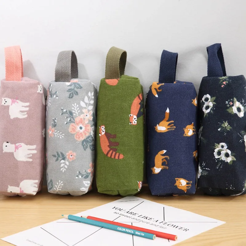 

Novelty Lamb Flower Fox Canvas Pencil Case Stationery Kids School Pencil Cases Boys Girls Pencil Bag For School Supplies
