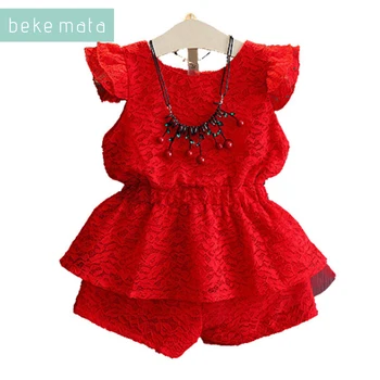 

BEKE MATA Toddler Girls Summer Clothing 2018 New Fashion Lace Dress+pant 2PCS Kids Suits Girls Costume Children Clothes For 2-7Y