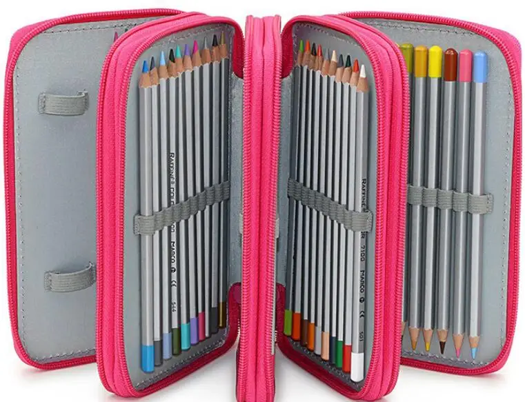 Discount DHL Free 50 PCS/LOT Students Stationary Pen Eraser Pouch Organizer Bag 72 Inserting Large Capacity 4 Layers Pencil Holder Case 11