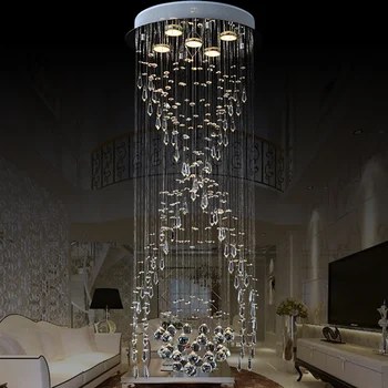 

ZX Luxury Spiral Stairs Crystal Chandelier Circular LED Villa Living Room Long Ceiling Lamp Modern Concise Crystal Hanging Light