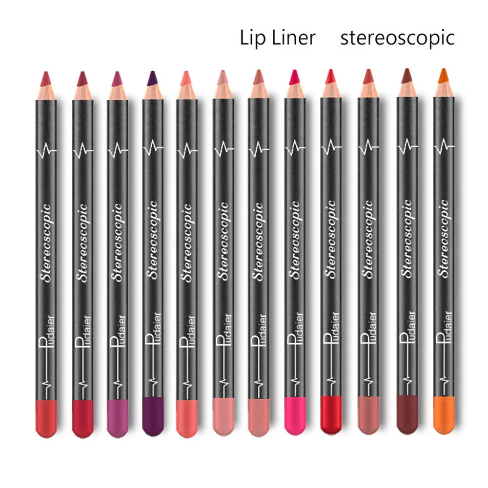 12 Pcs Set 12 Colors Professional Lipliner Makeup Waterproof Lip Liner