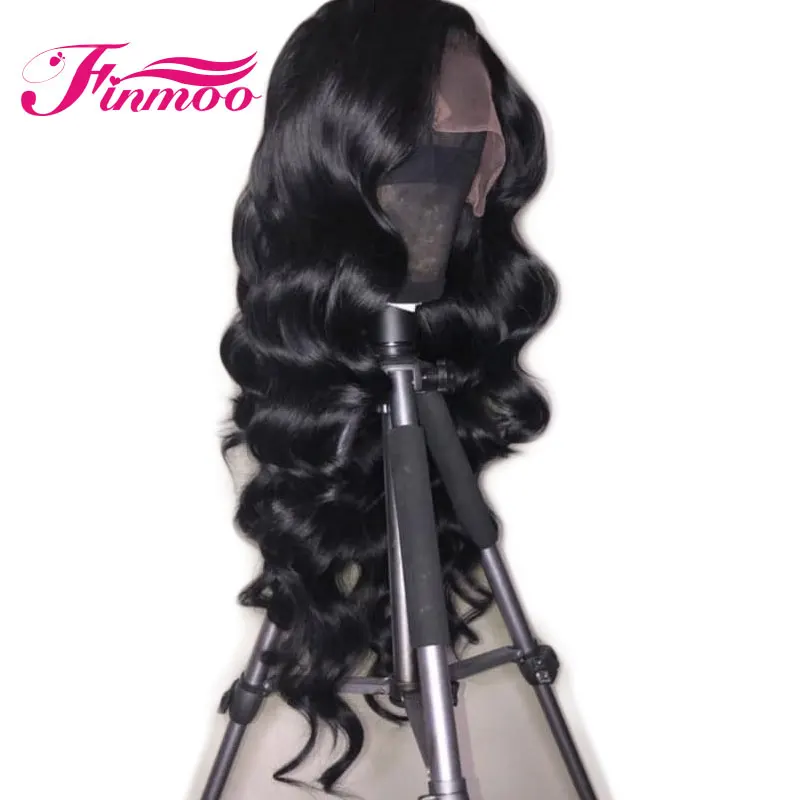 

Finmoo 4*4 Silk Base Body Wave Lace Frontal Wig Brazilian Remy Hair Natural Color 8-26 Inches With Baby Hair Pre Plucked