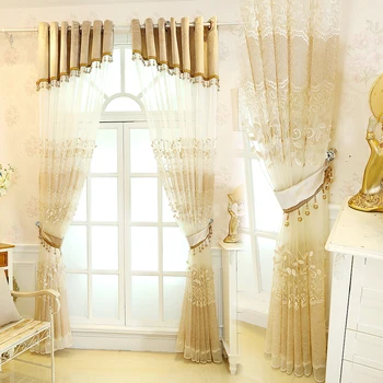

South Coast European simple light luxury living room bedroom piazza curtains finished products embossed curtains