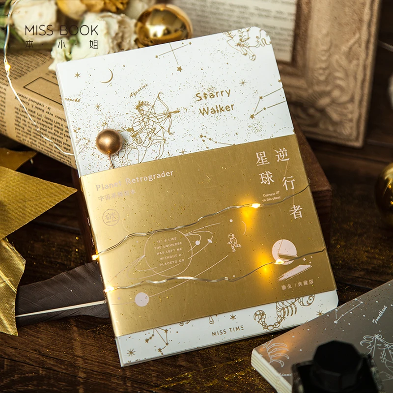 Обновленный блокнот с изображением планеты бронзированный блокнот с золотым серебристым процессом тема астронавта рождественские