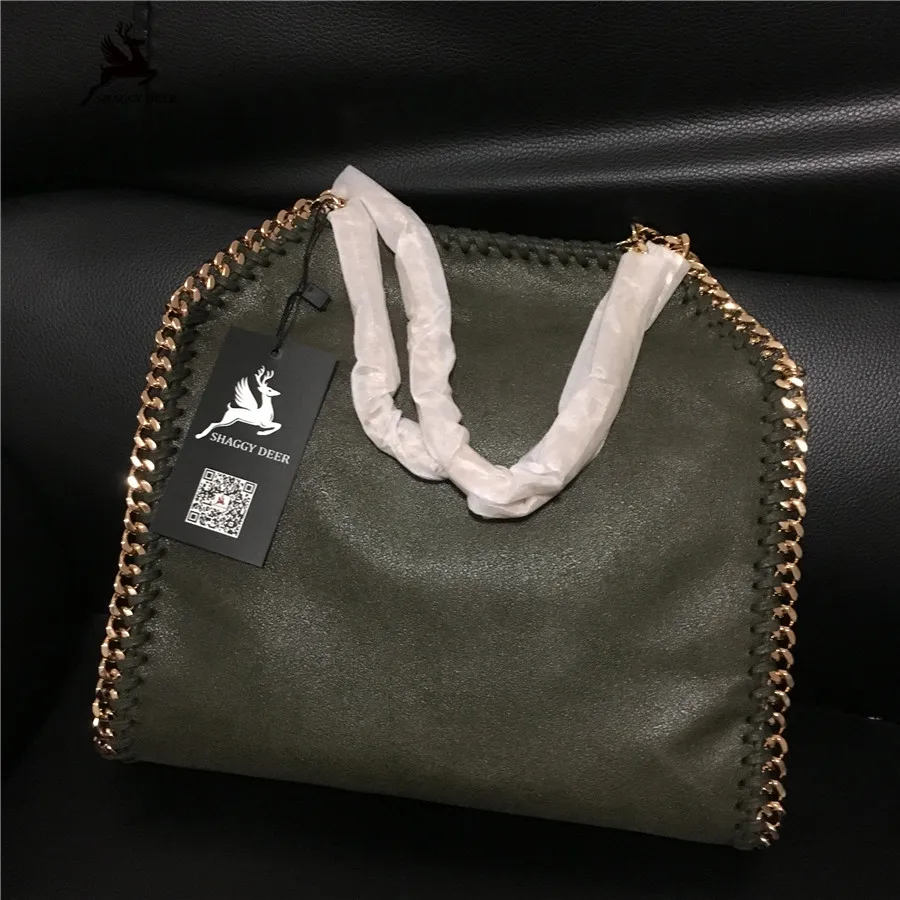 

Luxury New Color Army Green Golden Chain Exclusive Fold-Over PVC Shaggy Deer Falabellas Chain Bag