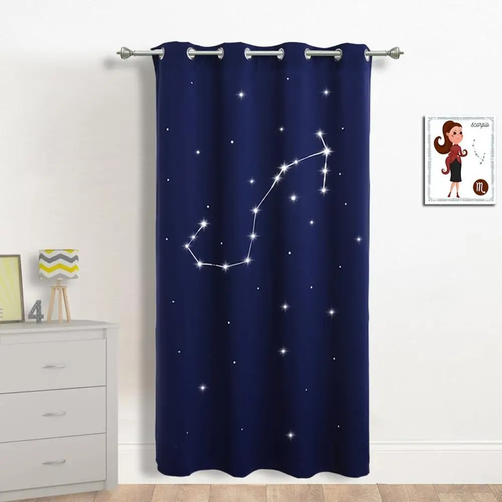 Navy Blue NICETOWN, 1 шт., затемненная занавеска в виде звезд для спальни, драпировка, втулка, топ, дева, знаки зодиака, вырубная звезда, занавеска для детской комнаты - Цвет: Navy Blue