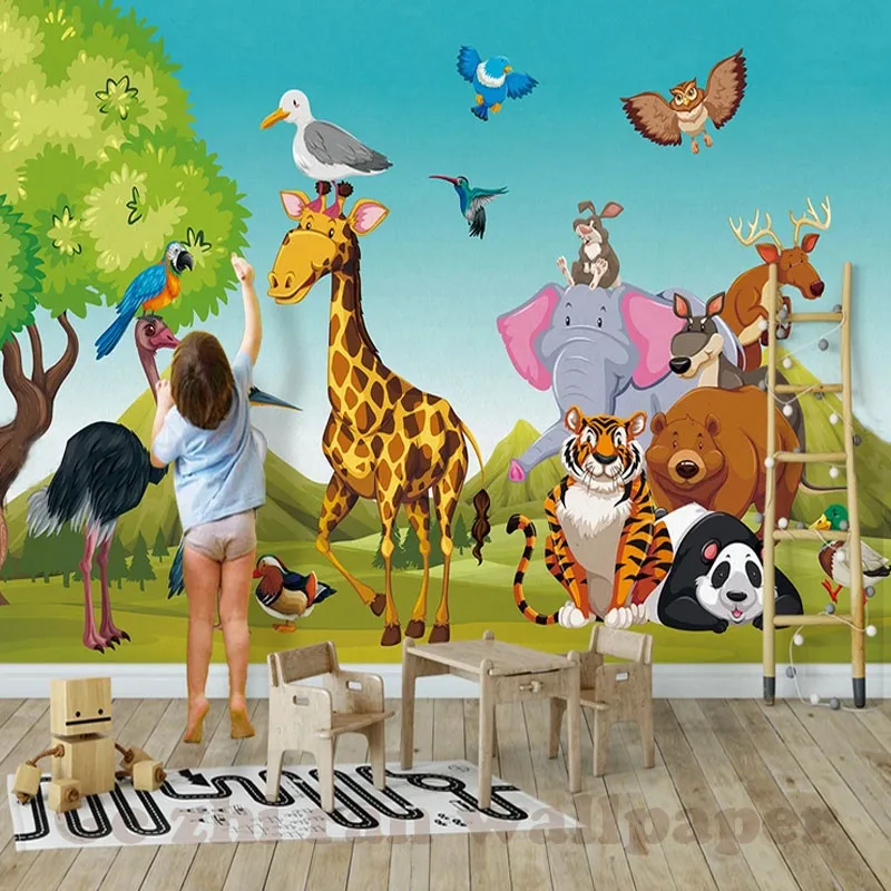 

Gezhiran Custom 3D Mural Wallpaper children Room wall covering Wallpaper 3D Cartoon animal 3D kid Photo Wallpaper Home Decor