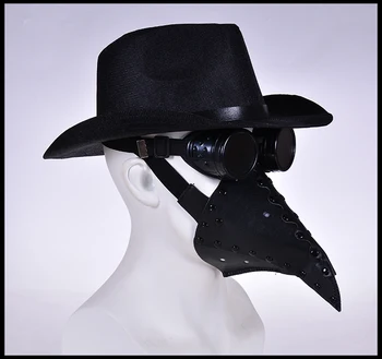 

Plague Doctor Punk Masks Anel Beak Mask Vintage man PU Leather Steampunk Bird Halloween Steam cosplay costume whtie black SCP