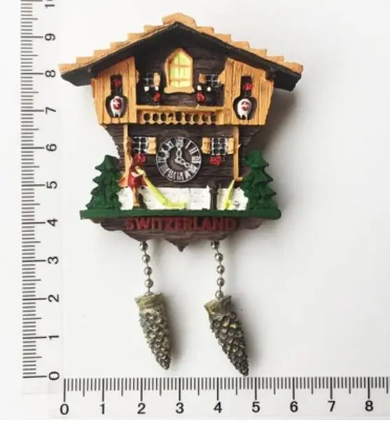 Handmade Painted Switzerland Bell Cow Cuckoo Clock 3D Fridge Magnets Tourism Souvenirs Refrigerator Magnetic Stickers Gift - Цвет: 003