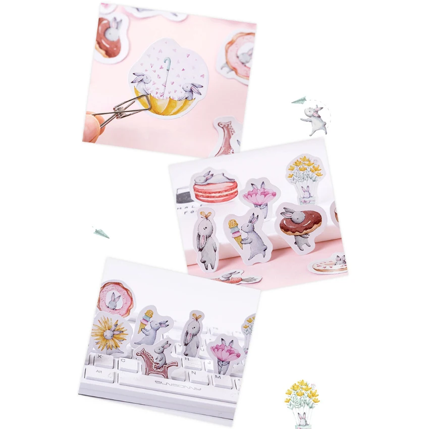 20 упаковок в партии, серия Kawaii Rabbit, бумажная наклейка для скрапбукинга, клейкая декоративная детская дневник клейкие закладки, канцелярские товары