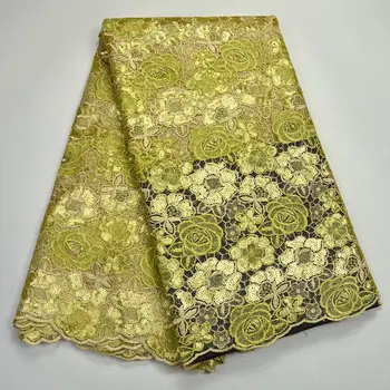 

Beautiful flowers design African handcut organza lace fabric African voile lace with Allover sequins high quality Gold RG131